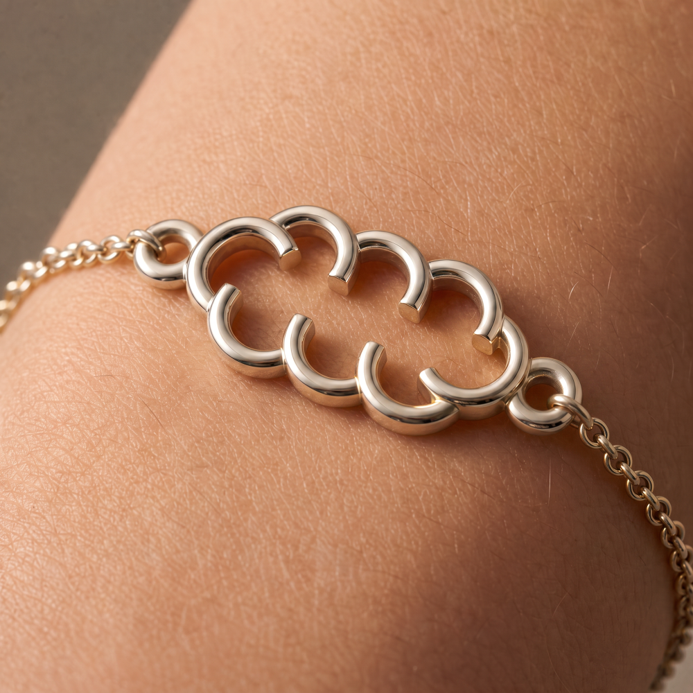 Produktabbildung: Blingray Armband mit Wolken-Element "Bouncy", echt versilbert