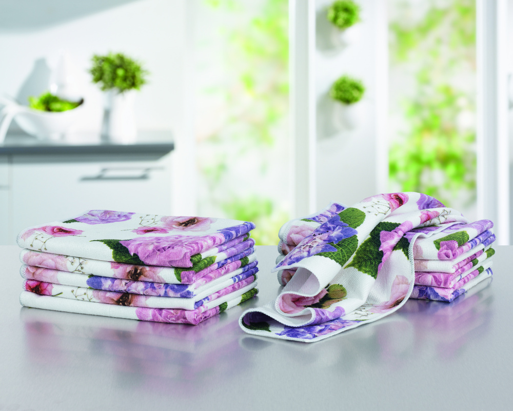 Geschirrtücher Microfaser "Hortensien" 10er-Set