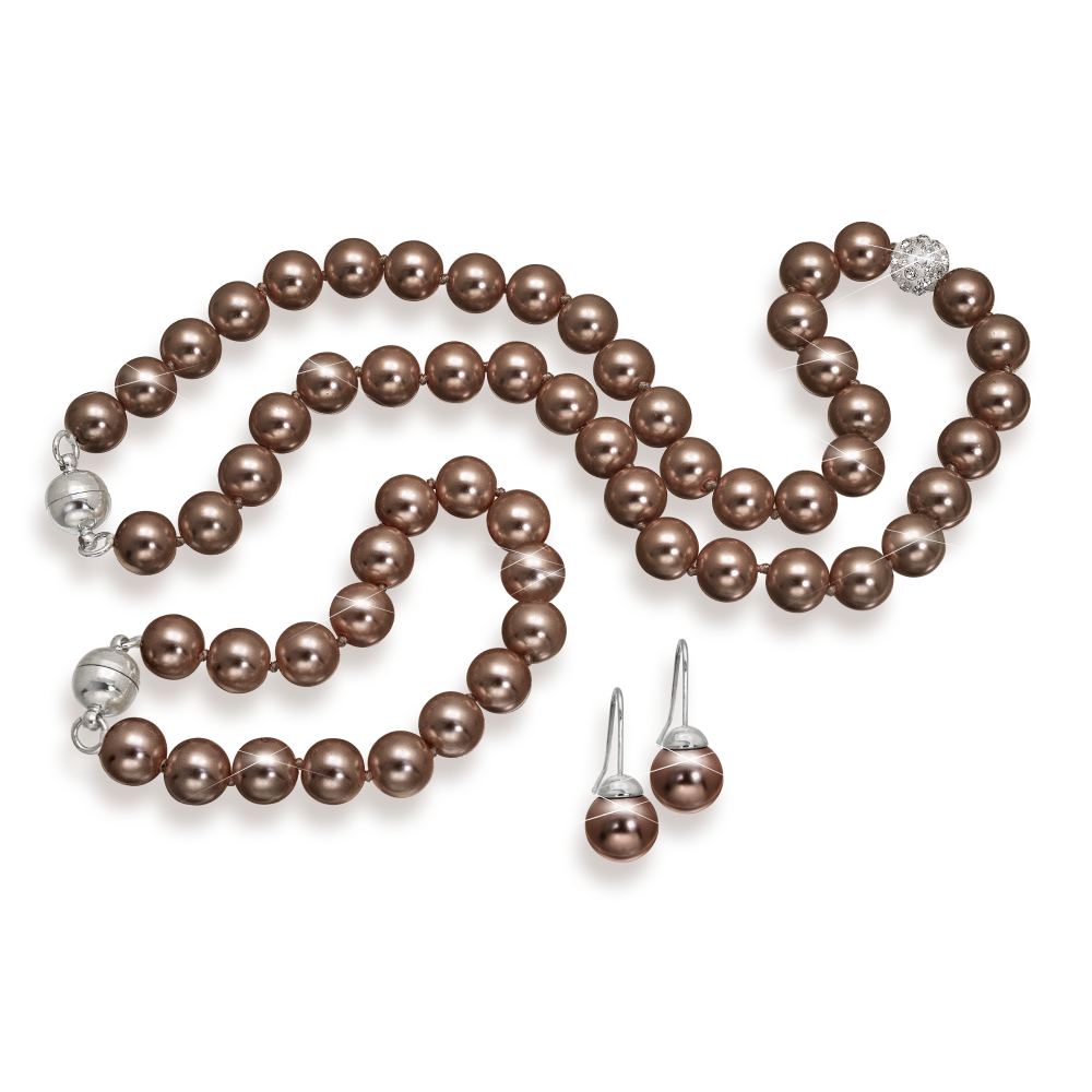 Schmuckset aus Perlenkette, Armband und Ohrhänger