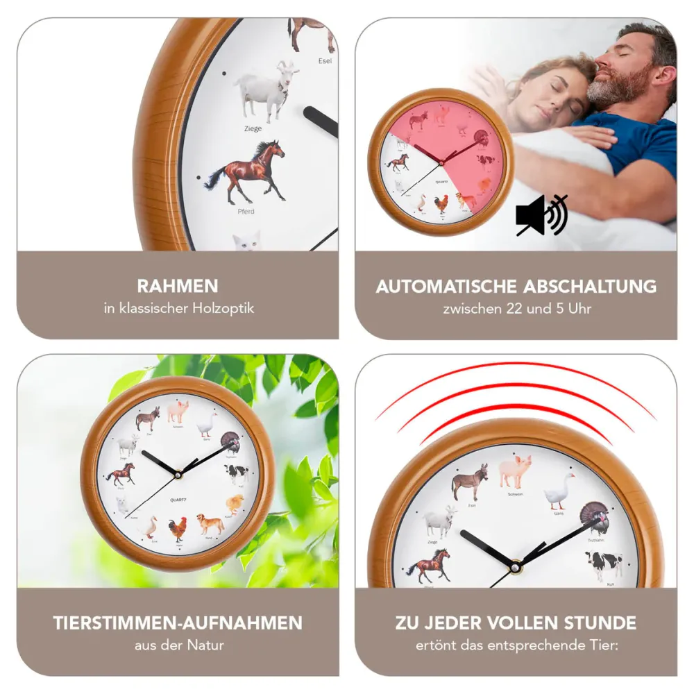Wanduhr "Tierstimmen des Bauernhofs"