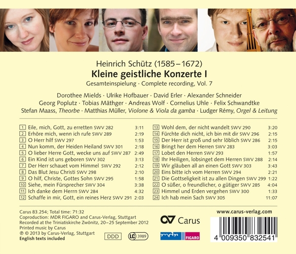 Kleine geistliche Konzerte, 1 Audio-CD. Vol.1