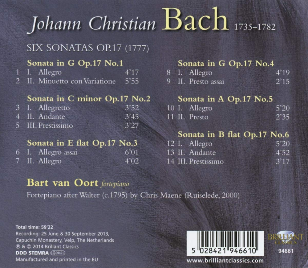Johann Christian Bach: Six Sonatas op.17