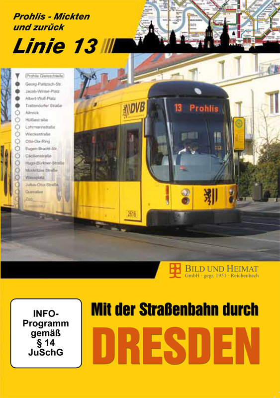 Produktabbildung: Mit der Straßenbahn durch DRESDEN - Linie 13 (DVD)