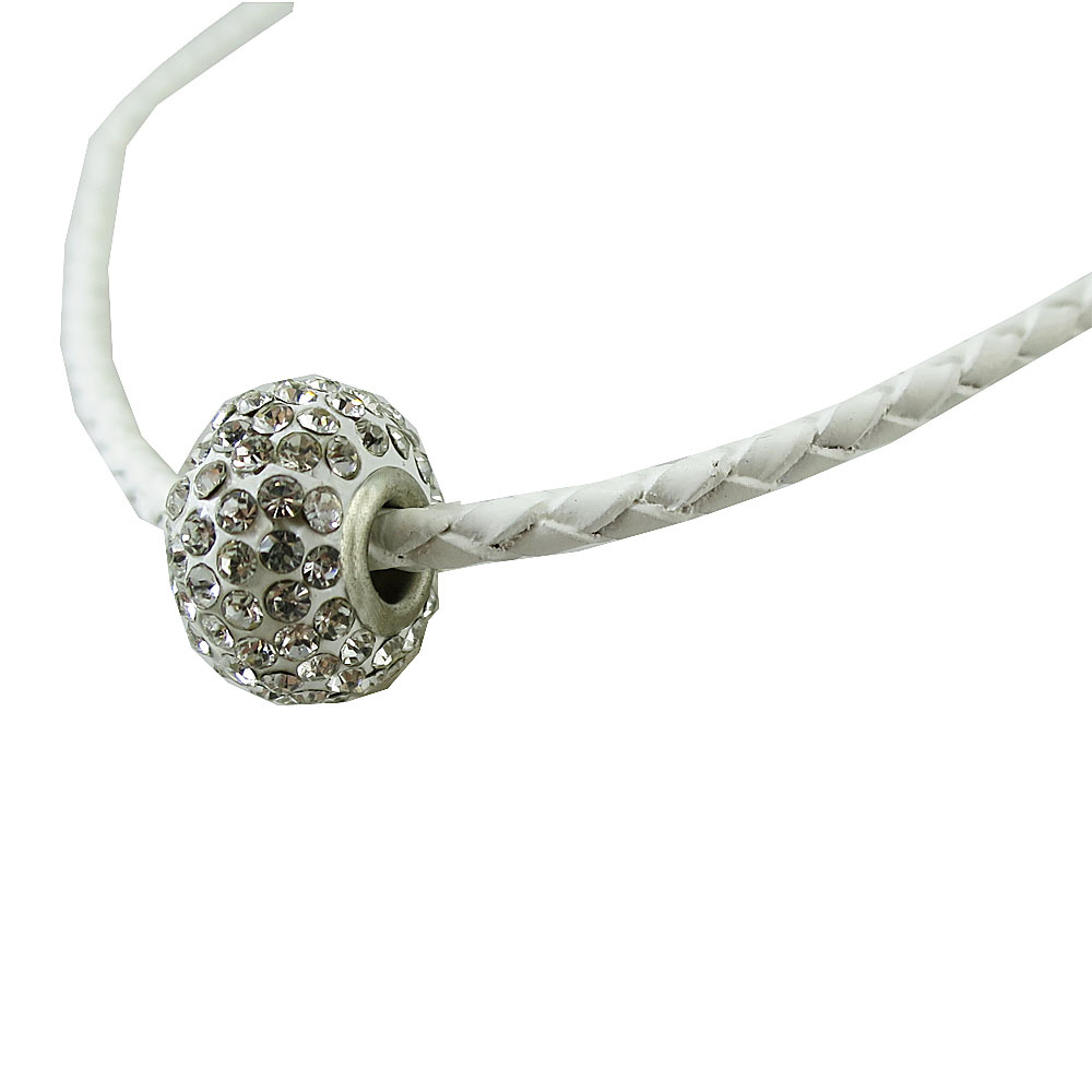 Modekette "Glitzi" Leder weiß