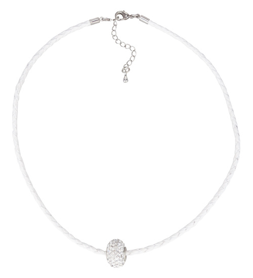 Modekette "Glitzi" Leder weiß